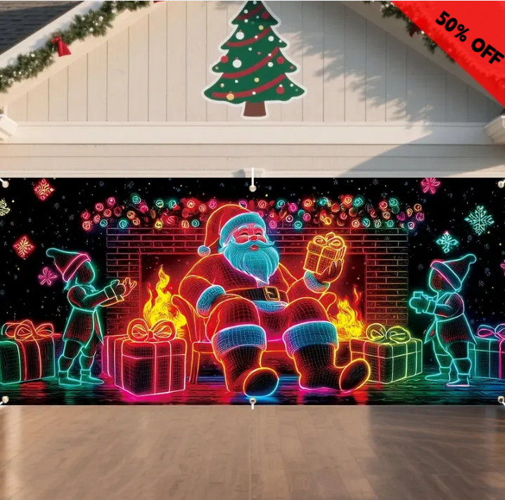 Christmas garage door cover🔥Size: 71*157in