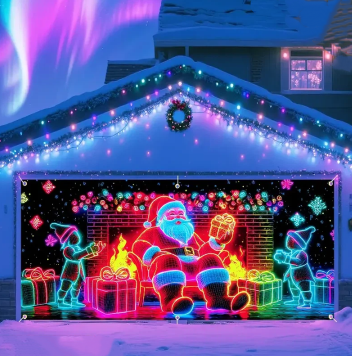 Christmas garage door cover🔥Size: 71*157in
