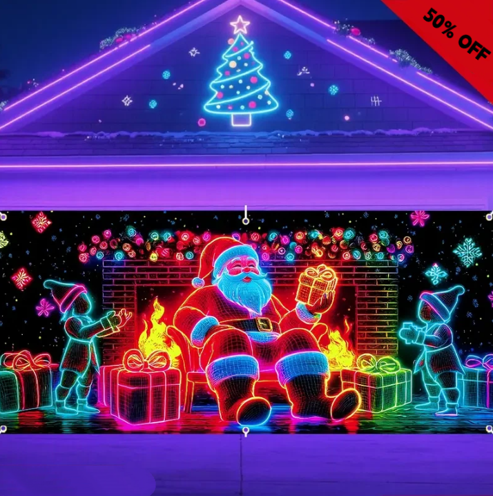 Christmas garage door cover🔥Size: 71*157in